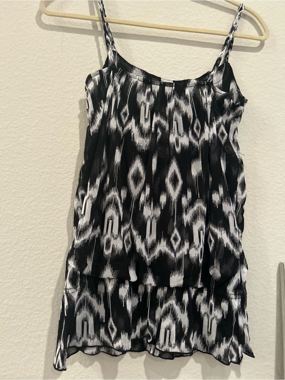 INC International Concepts Black and White Printed Spaghetti Strap Top